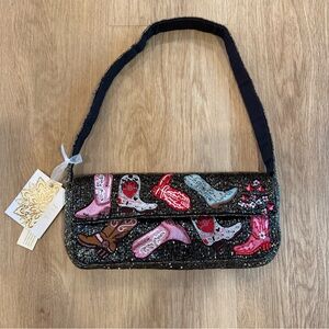 NWT Cowgirl Boots Beaded Bag